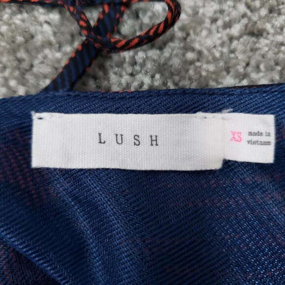 LUSH Semi Sheer Lined Navy Blue & Burgundy Strappy Cocktail Dress Tank  XS /A180 - Picture 4 of 5